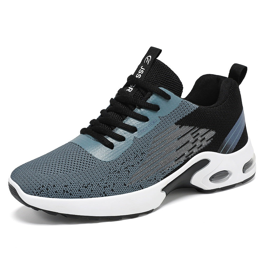 Men's mesh trainers with an air cushion sole and arch support - slate blue and black