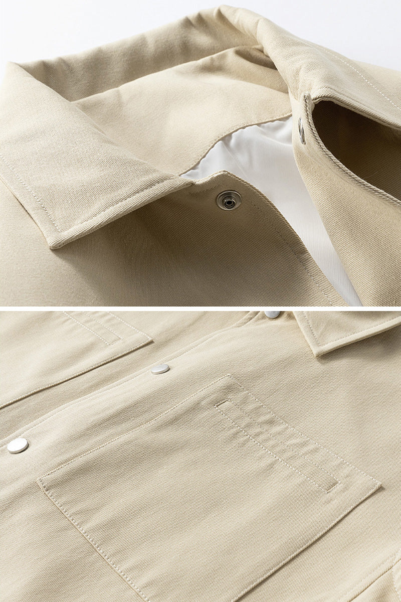 Men's oversized twill jacket with metal press studs and chest pockets