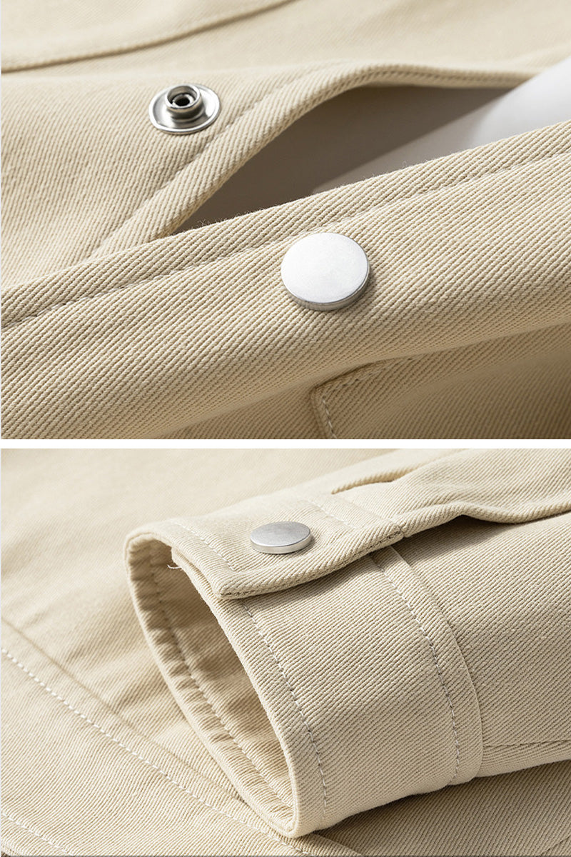 Men's oversized twill jacket with metal press studs and chest pockets