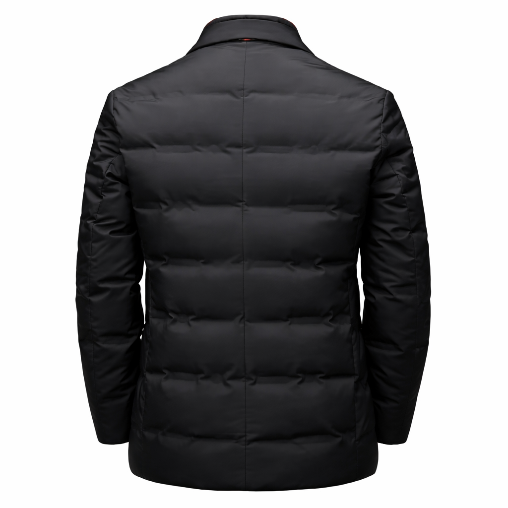Men's padded blazer jacket with a knitted zip insert