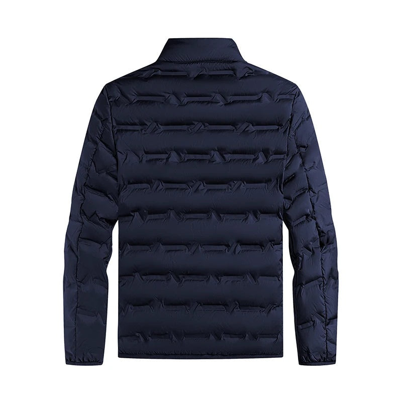 Men's padded jacket with a silver-tone lining and stand collar - view 10