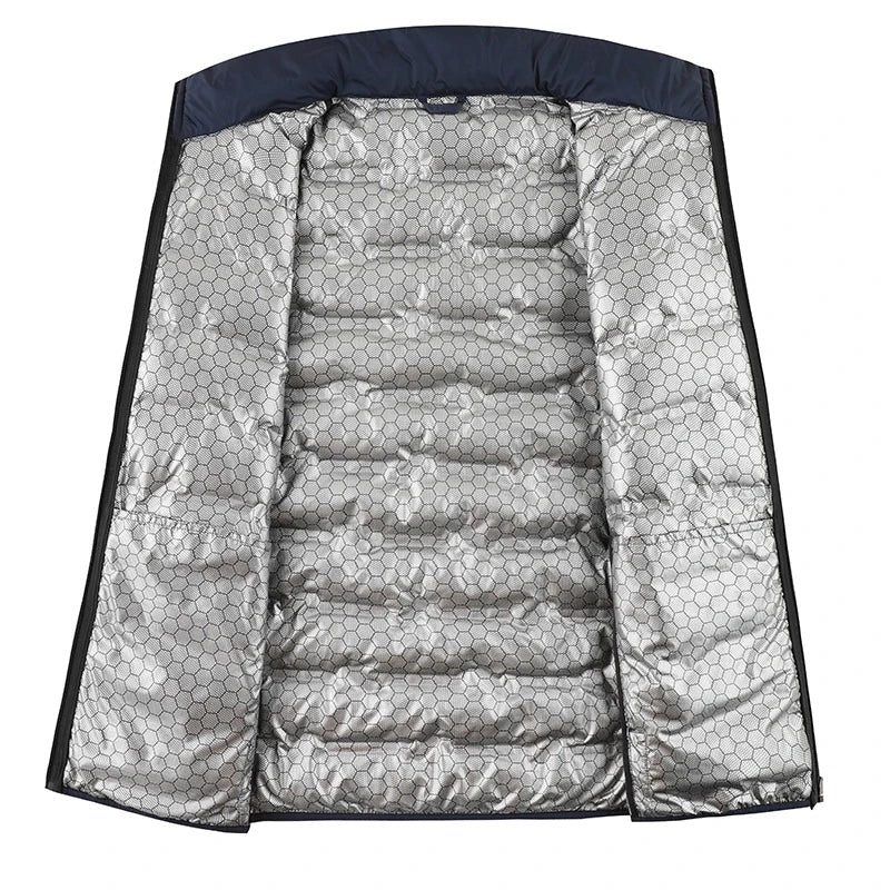 Men's padded jacket with a silver-tone lining and stand collar - view 6