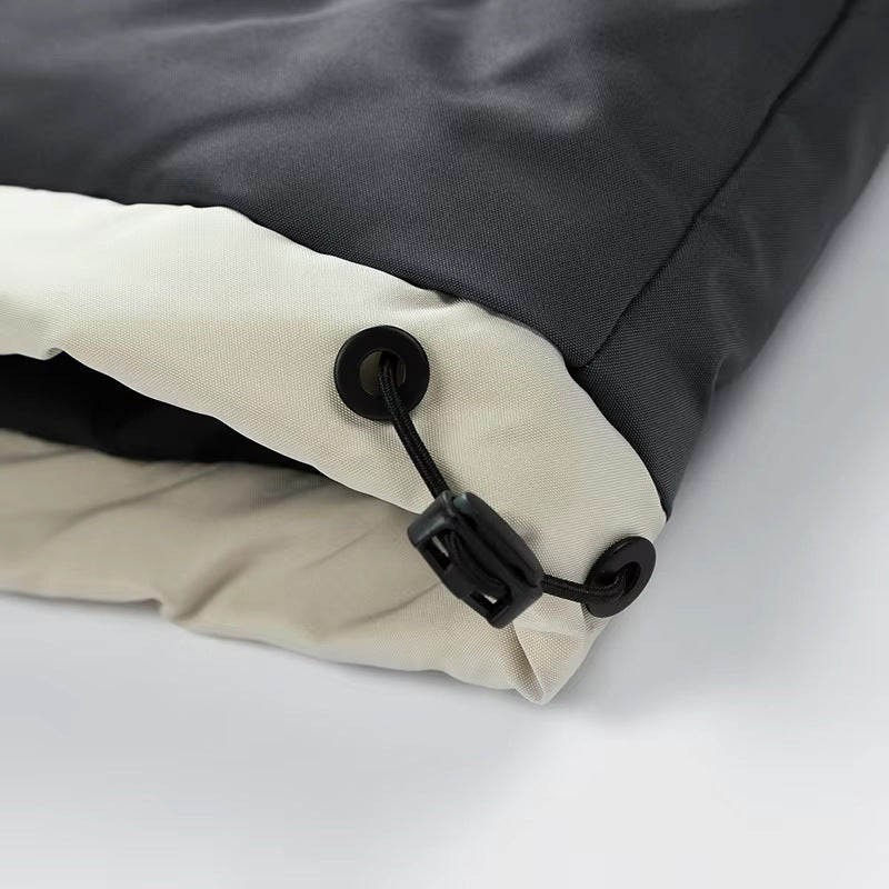 Men's puffer jacket with a detachable hood and stripes down the sleeves - view 9