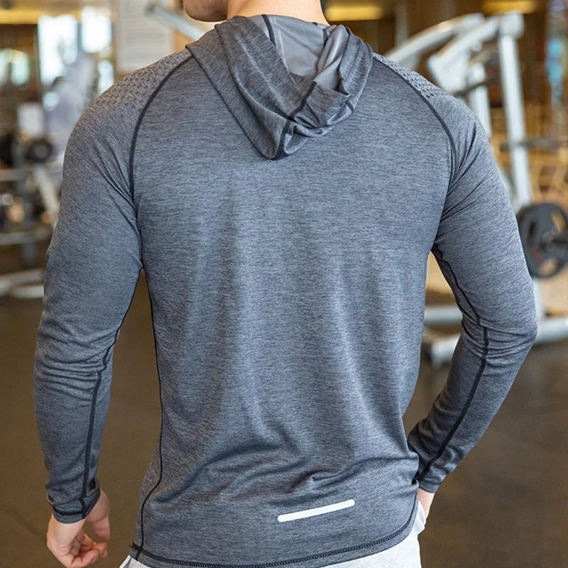 Men's hooded gym top with long raglan sleeves - view 2