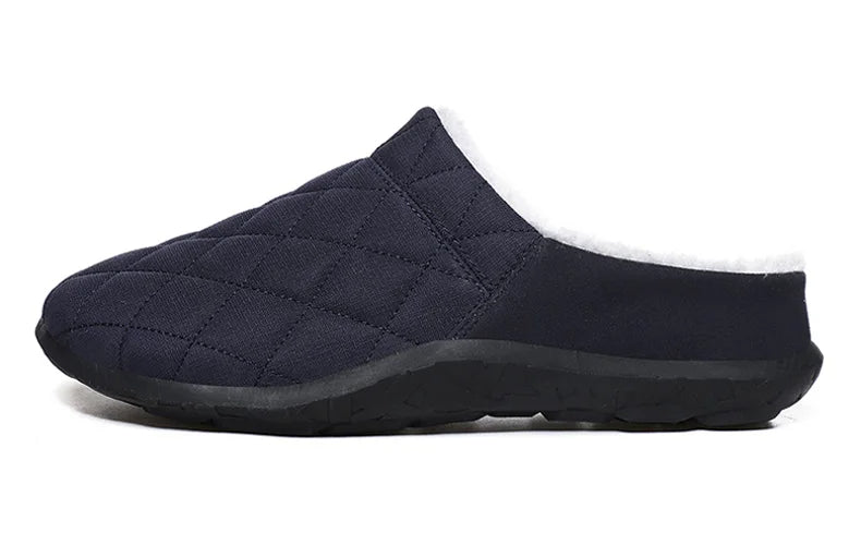 Men's quilted mule slippers with diamond stitching, plush lining and open back - view 12