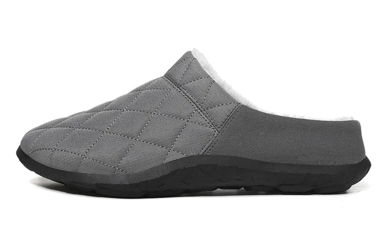 Men's quilted mule slippers with diamond stitching, plush lining and open back - view 16