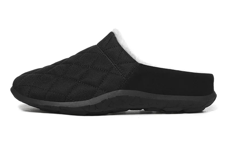 Men's quilted mule slippers with diamond stitching, plush lining and open back - view 21