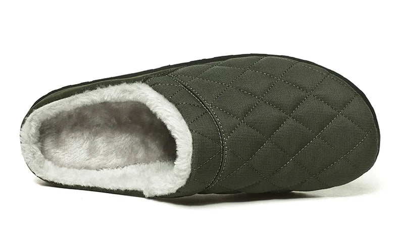 Men's quilted mule slippers with diamond stitching, plush lining and open back - view 26