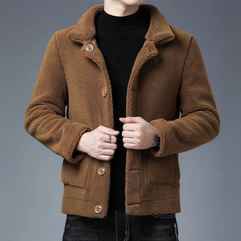 Men's reversible teddy jacket with a suede-look reverse side - view 2