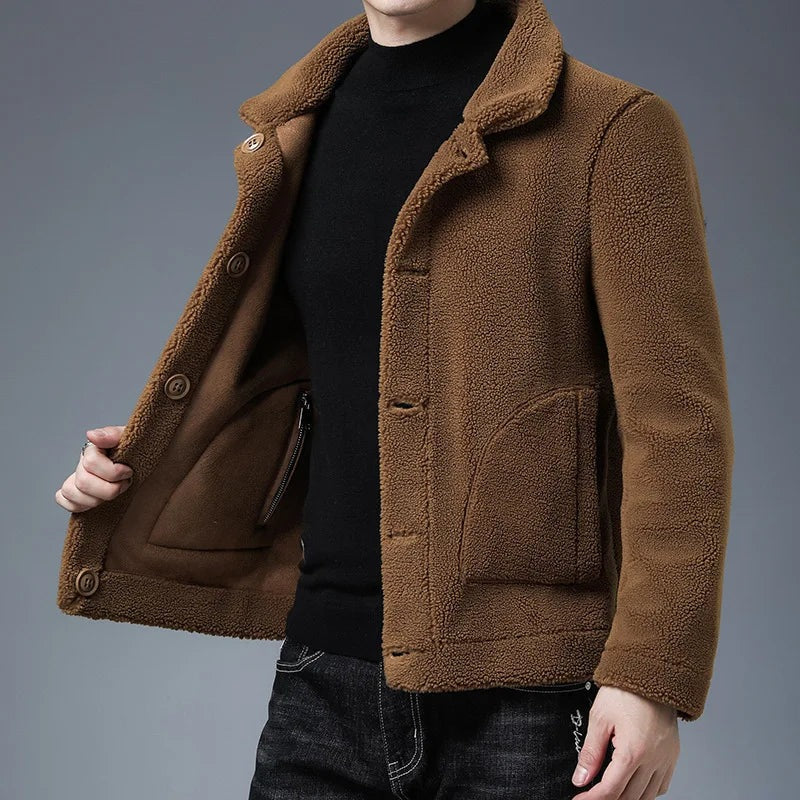 Men's reversible teddy jacket with a suede-look reverse side - view 3