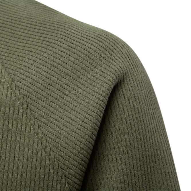 Men's ribbed quarter-zip sweatshirt with a stand collar
