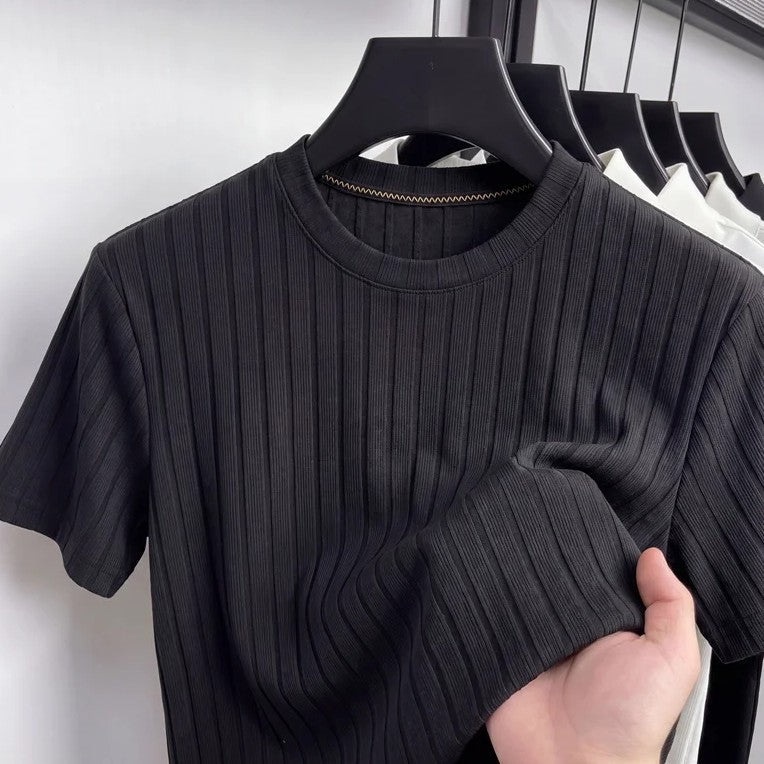 Men's ribbed slim fit T-shirt with a crew neck - view 5