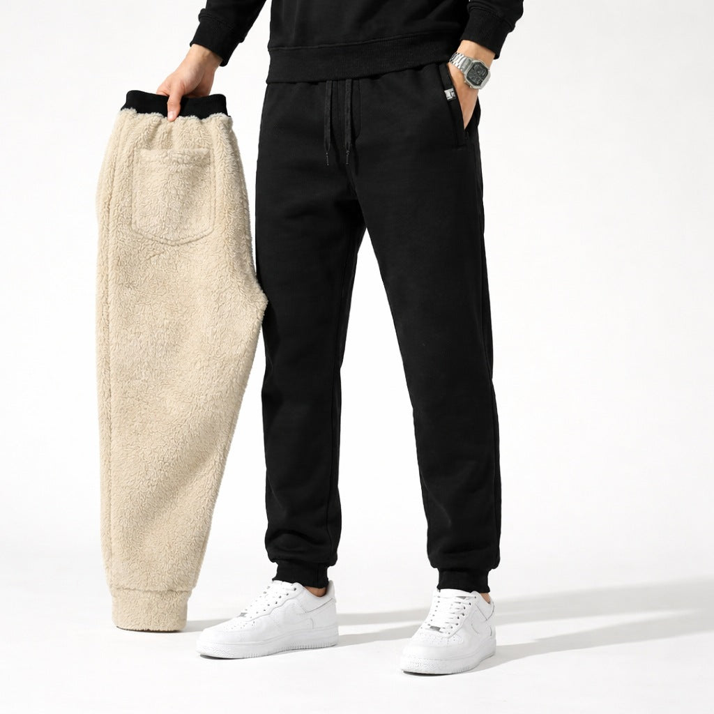 Men's sherpa-lined joggers with an elasticated drawstring waist - view 2