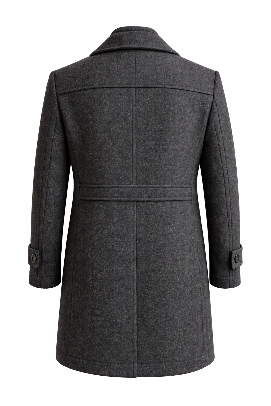 Men's short overcoat with a knitted inner collar and notch lapels