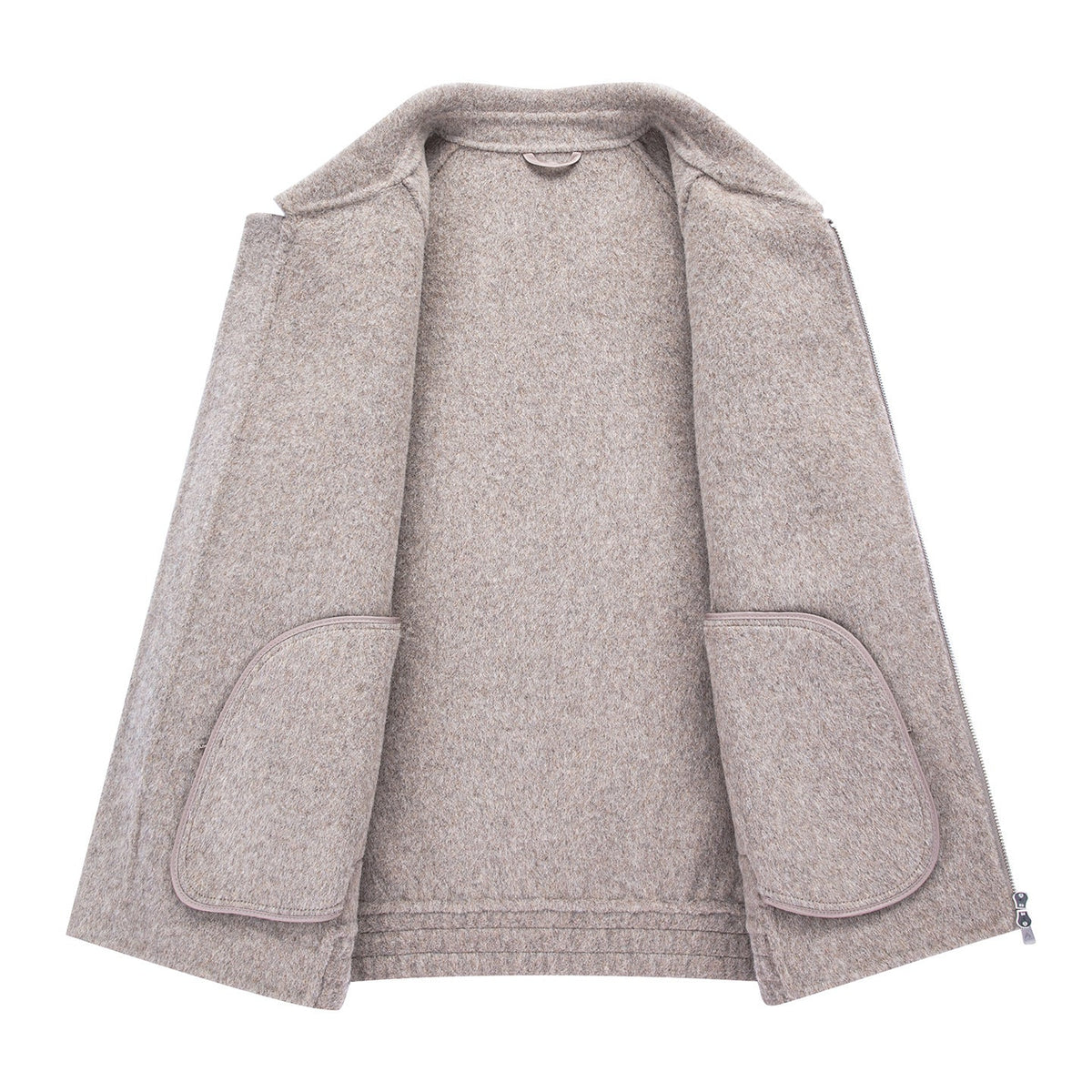 Men's short wool-blend jacket with a zip and shirt collar