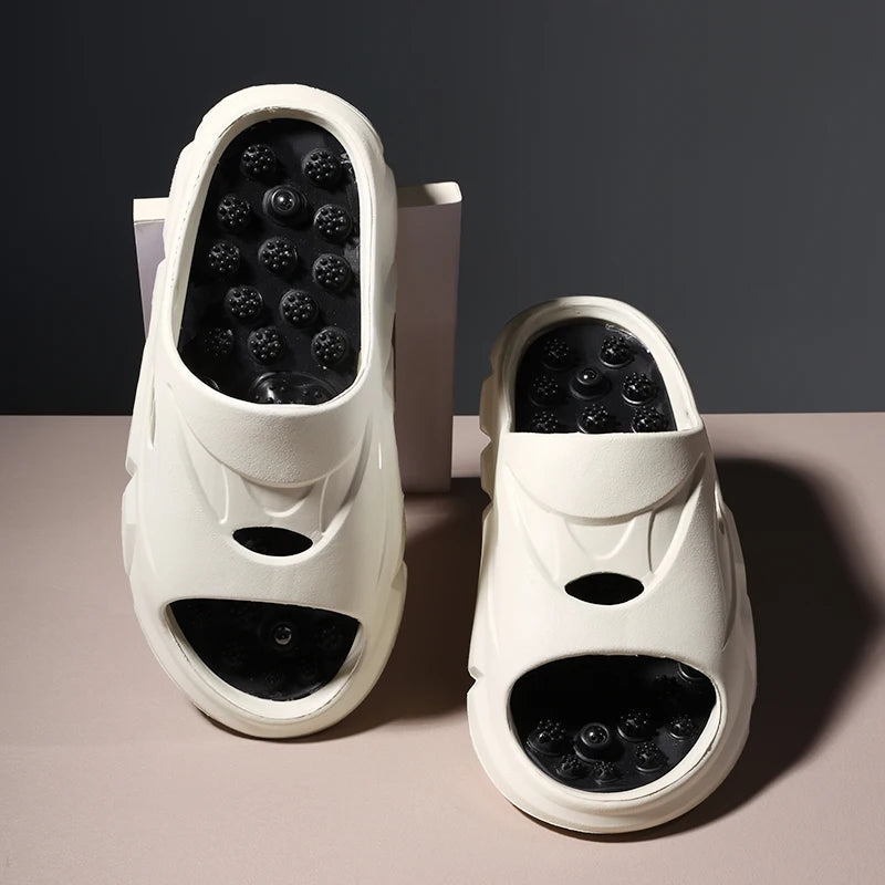 Men's EVA sliders with round hard studs in the footbed, wide band and thick sole - view 2