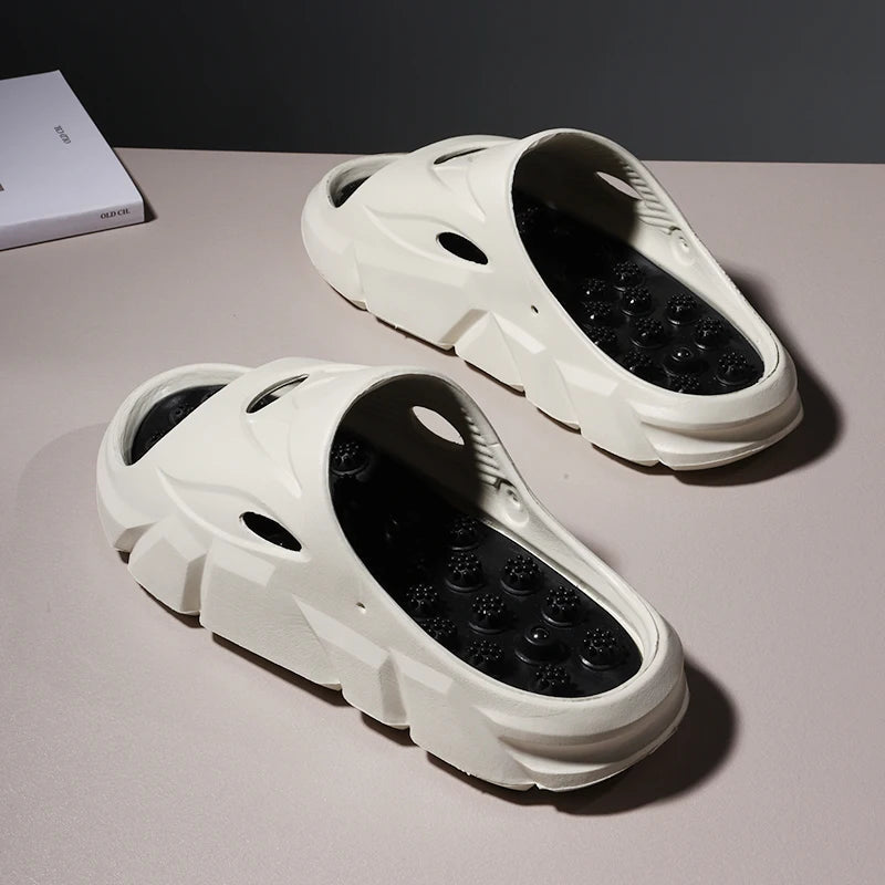 Men's EVA sliders with round hard studs in the footbed, wide band and thick sole - view 3