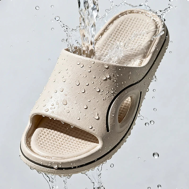 Men's sliders with a thick EVA sole, side cut-out and contrast trim