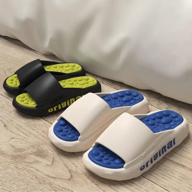 Men's sliders with a wide strap, thick EVA sole and a footbed of round nubs - view 4