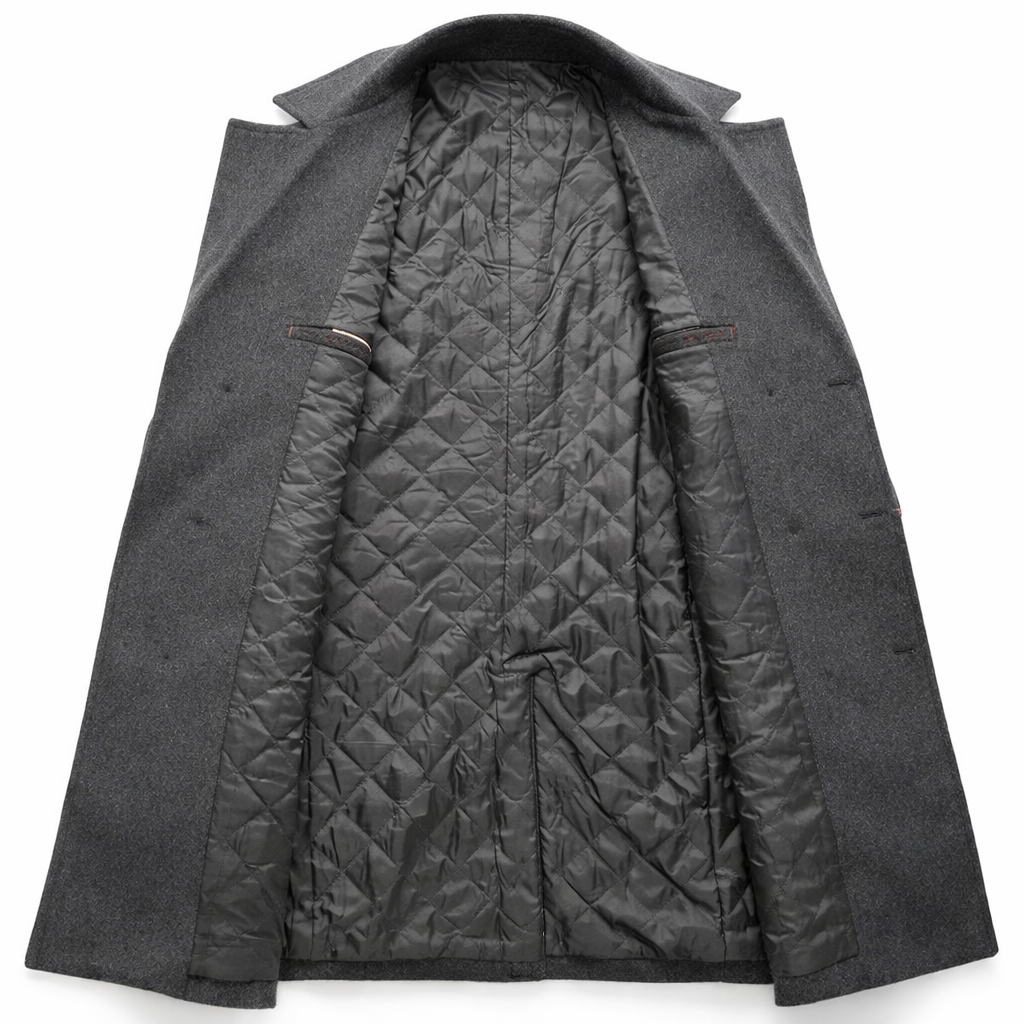 Men's slim double-breasted coat with wide lapels