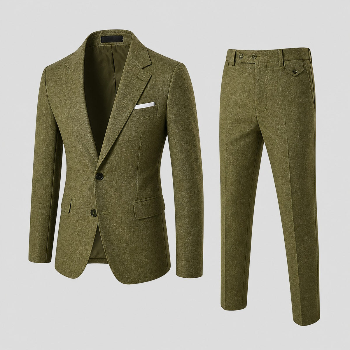 Men's slim fit linen-look suit with jacket and trousers - view 2