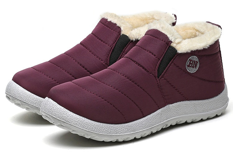 Men's slip-on winter boot with a plush collar, light grey tread sole and quilted upper - view 10