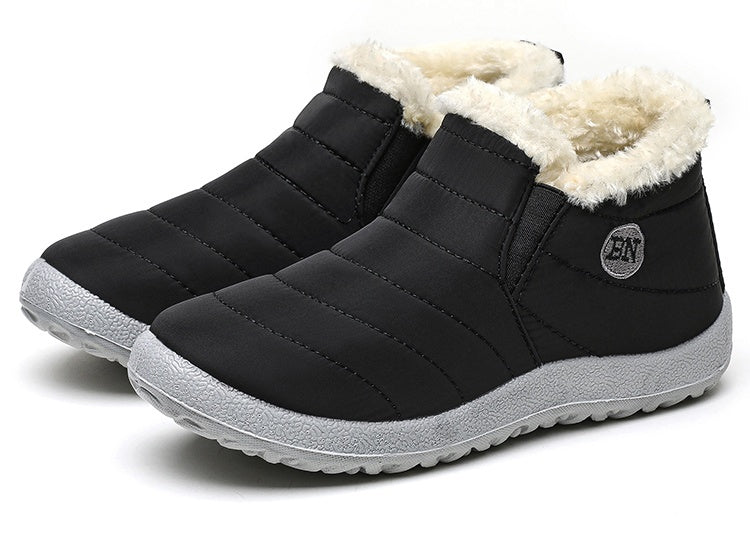 Men's slip-on winter boot with a plush collar, light grey tread sole and quilted upper - view 2