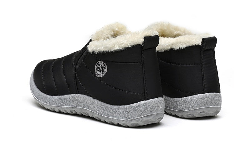 Men's slip-on winter boot with a plush collar, light grey tread sole and quilted upper - view 3
