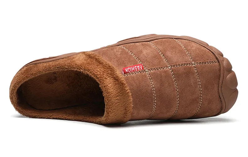 Men's slippers in a suede look with stitched check, small tab, plush lining and toe cap - view 13
