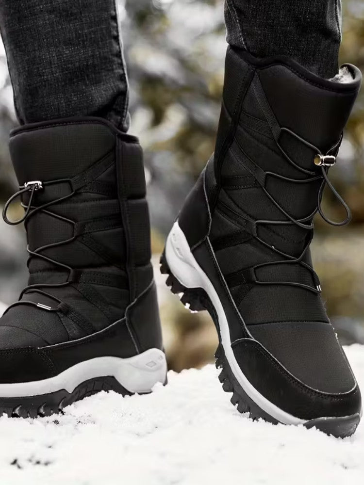 Men's snow boots with elastic laces, a plush lining and a lugged sole - view 3
