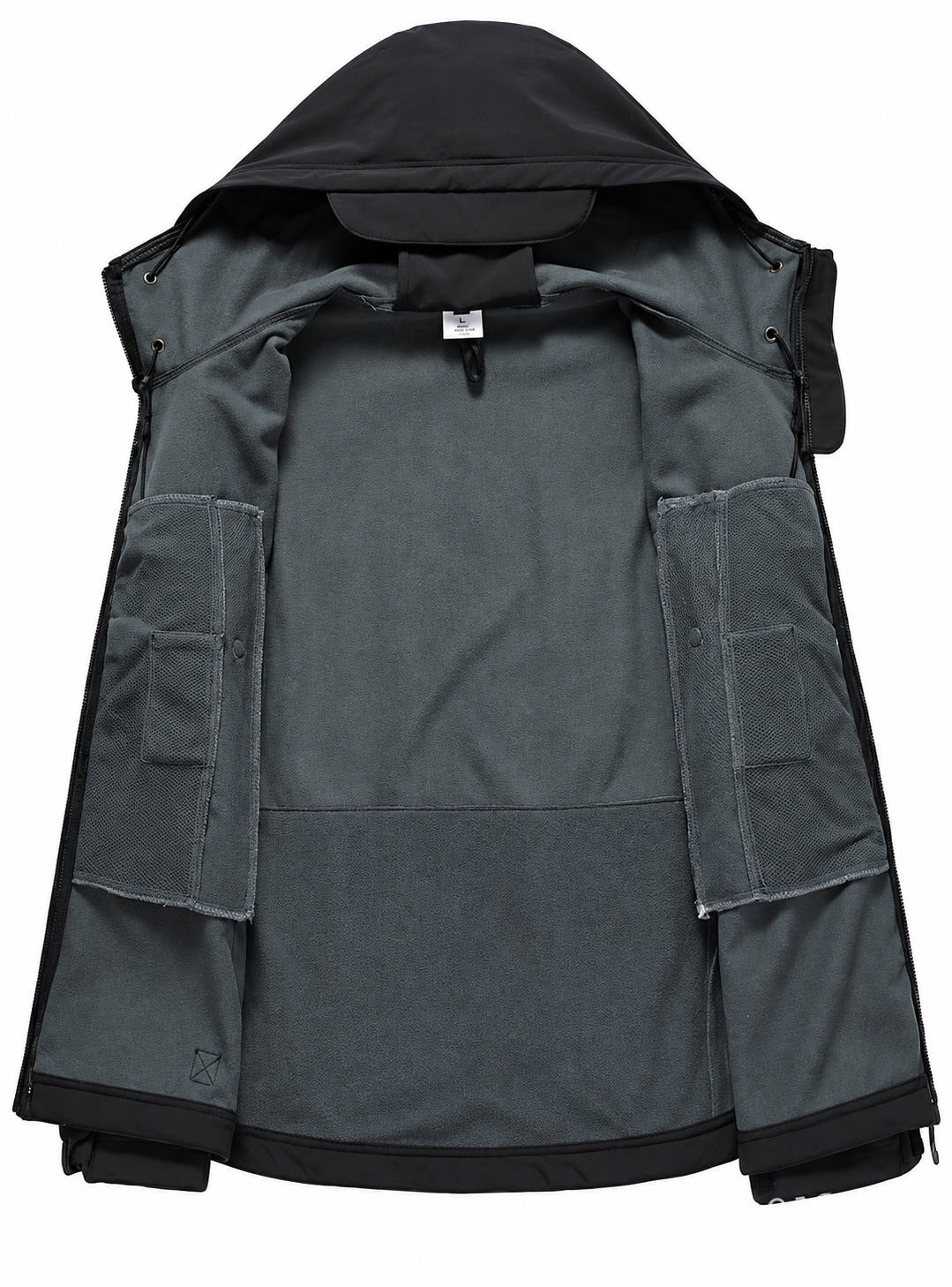 Men's softshell jacket with a hood, fleece lining and zip pockets