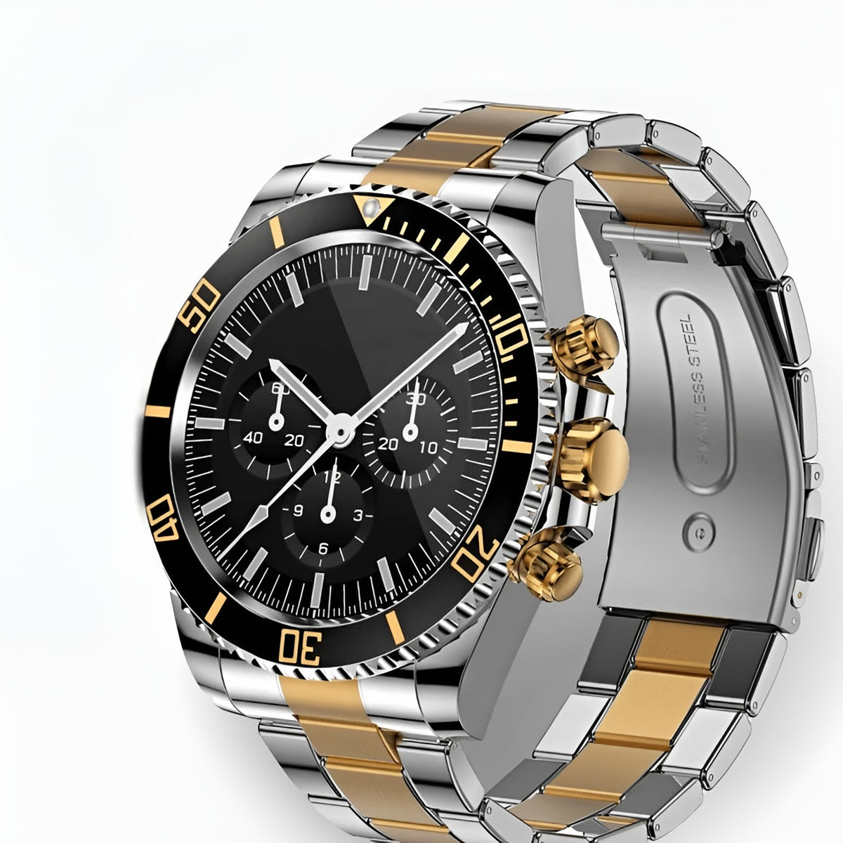 Men's steel smartwatch in silver and gold