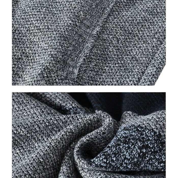Men's striped knit hooded cardigan with a zip and fleece lining - view 7