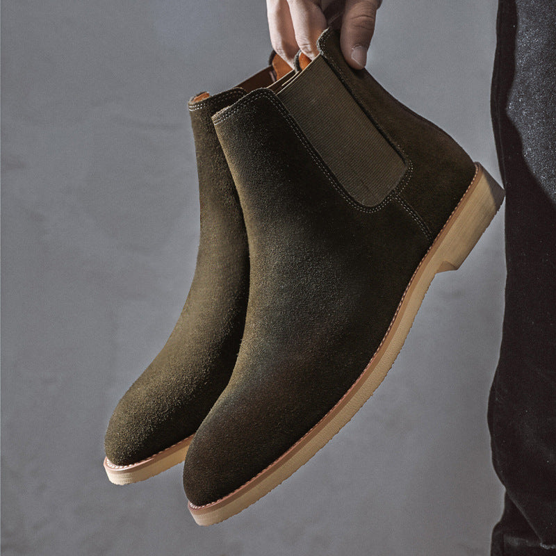 Men's suede-look Chelsea boots with elastic side panels