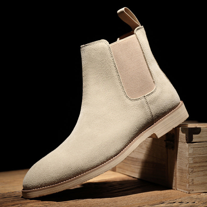 Men's suede-look Chelsea boots with elastic side panels