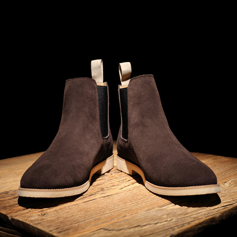 Men's suede-look Chelsea boots with elastic side panels