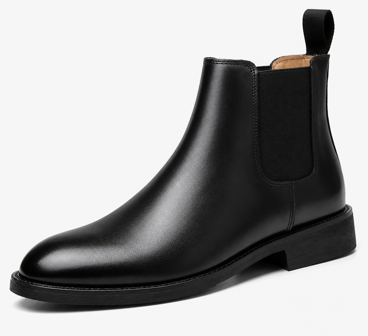 Men's suede-look Chelsea boots with elastic side panels - smooth black