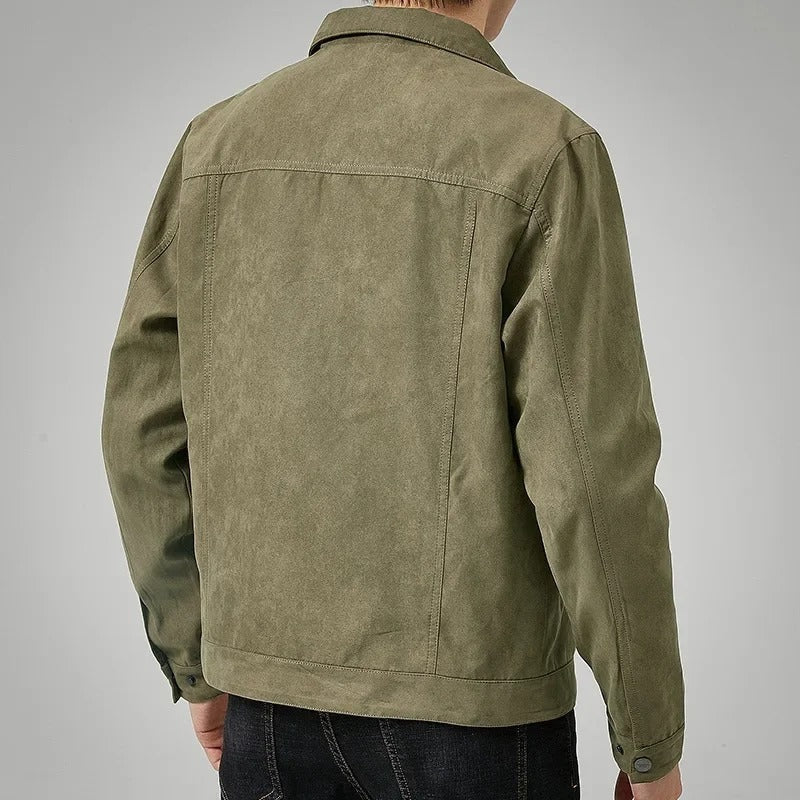 Men's suede-look jacket with a point collar and flap chest pockets - view 6