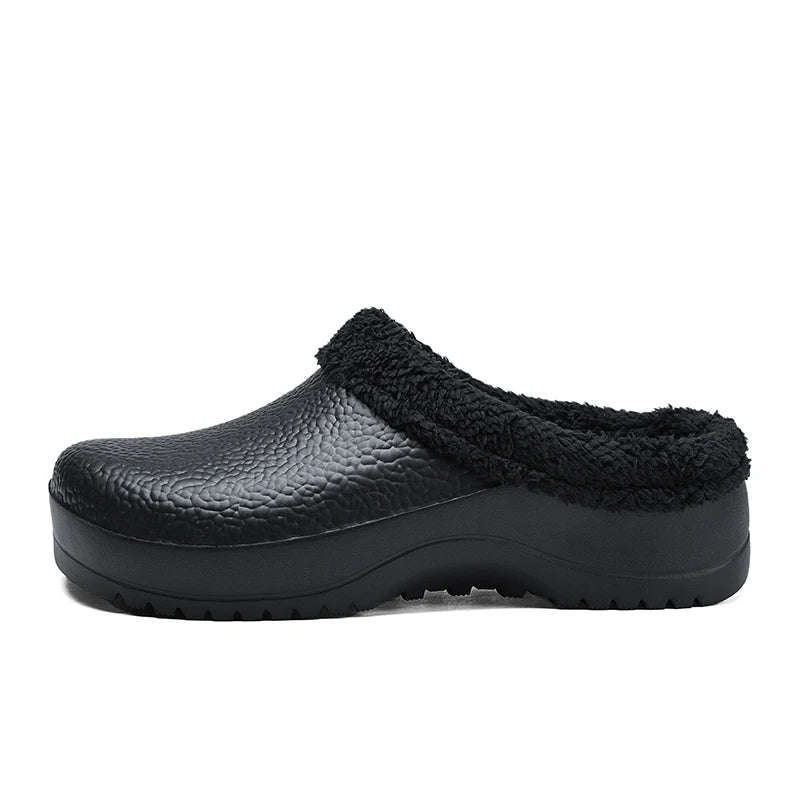 Men's mule slippers with an open heel, teddy lining and a thick sole with tread - view 6