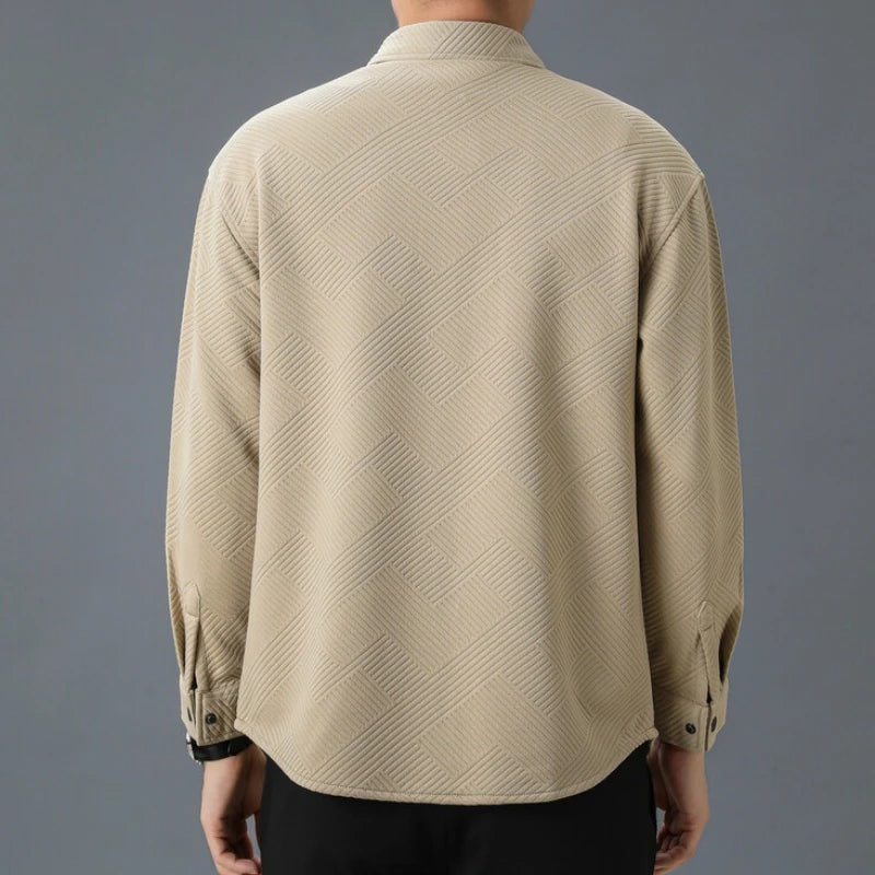 Men's textured overshirt with press studs and two chest pockets - view 3