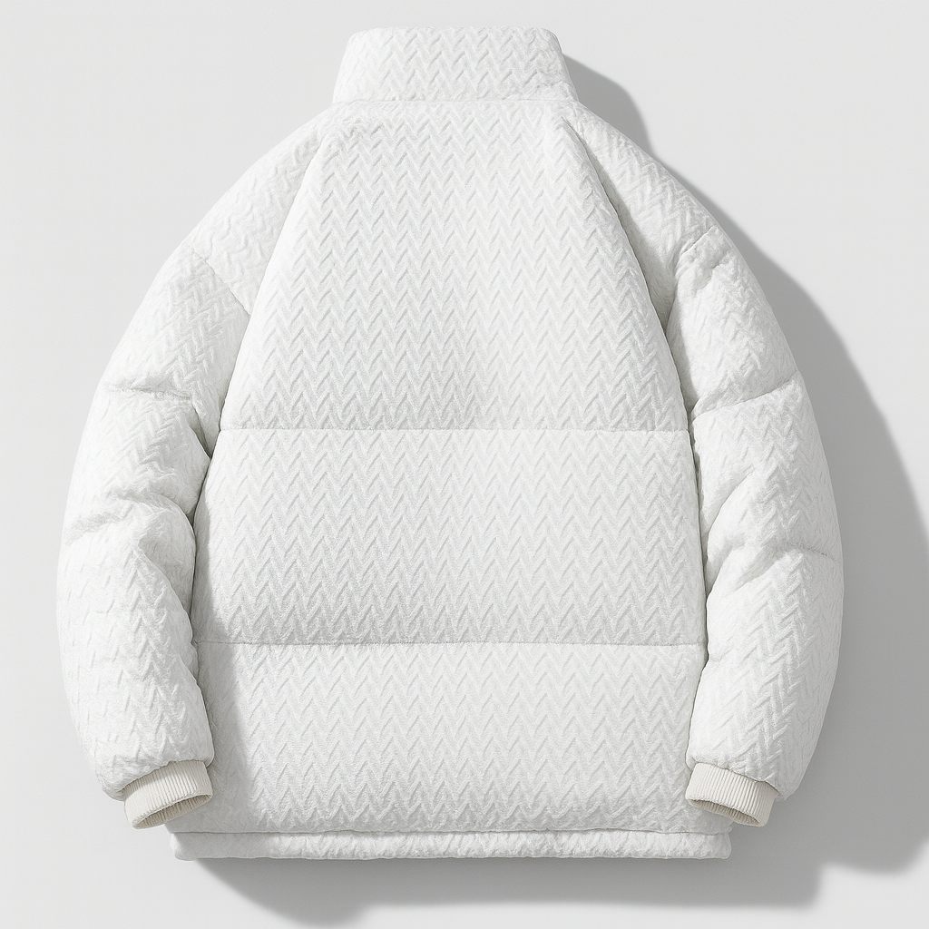 Men's textured puffer jacket with teddy fleece lining
