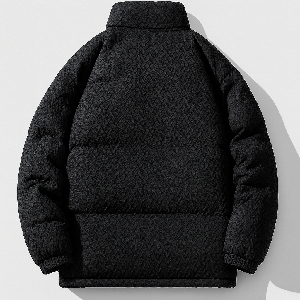 Men's textured puffer jacket with teddy fleece lining