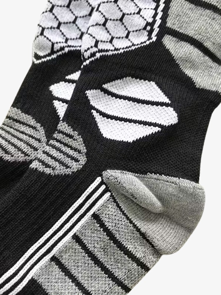 Men's thick knee-high ski socks with a honeycomb knit panel on the shin - view 3
