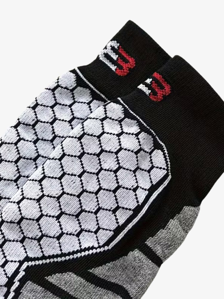 Men's thick knee-high ski socks with a honeycomb knit panel on the shin - view 4