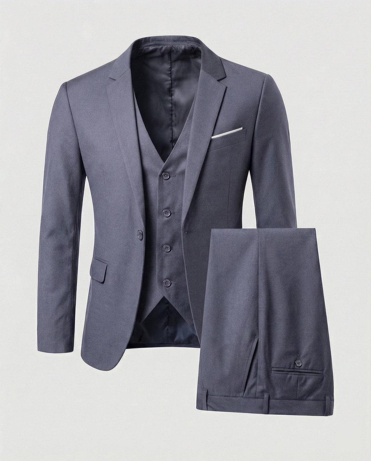 Men's three-piece suit with jacket, waistcoat and trousers - grey
