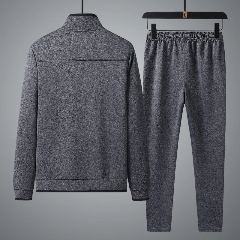 Men's two-piece tracksuit with a zip-through jacket, stand collar and joggers - view 2