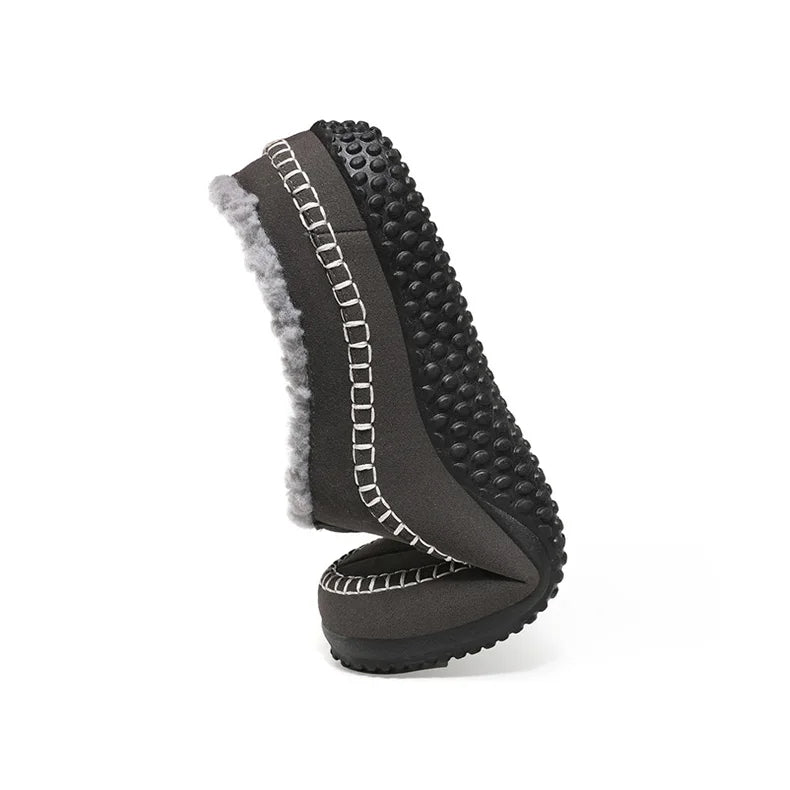 Men's mule slippers in a suede look with teddy lining and whipstitch trim along the sole - view 12
