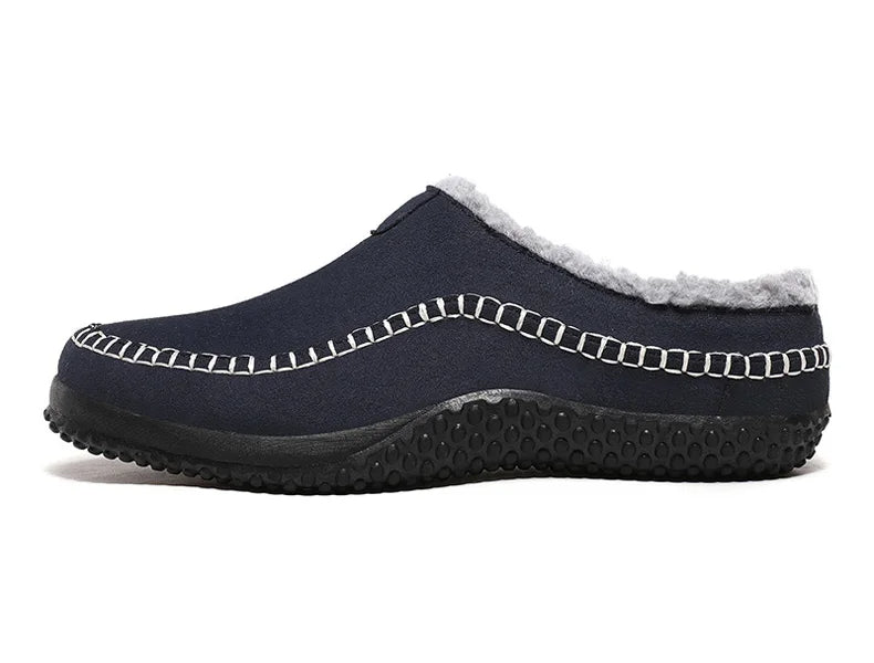 Men's mule slippers in a suede look with teddy lining and whipstitch trim along the sole - view 23