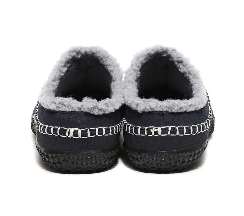Men's mule slippers in a suede look with teddy lining and whipstitch trim along the sole - view 24