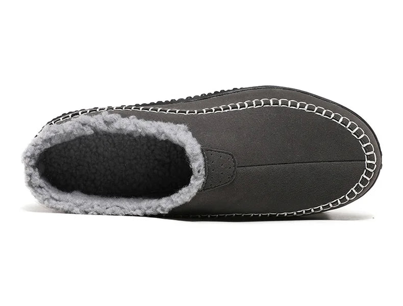 Men's mule slippers in a suede look with teddy lining and whipstitch trim along the sole - view 9